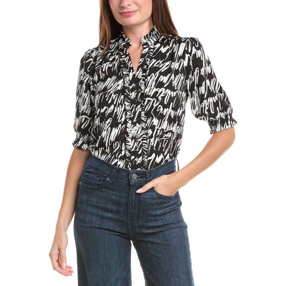 Nic+Zoe Womens  Cursive Top, Black